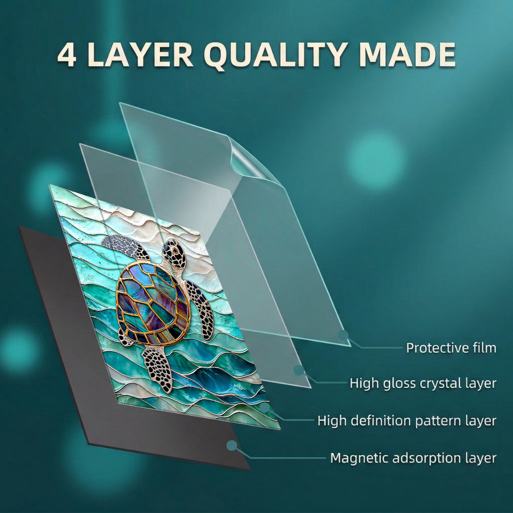 Sea Turtle Magnetic Dishwasher Cover Iridescent Sea Turtle In Turquoise Tides