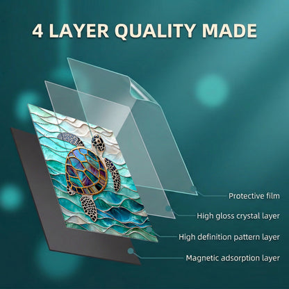 Sea Turtle Magnetic Dishwasher Cover Iridescent Sea Turtle In Turquoise Tides