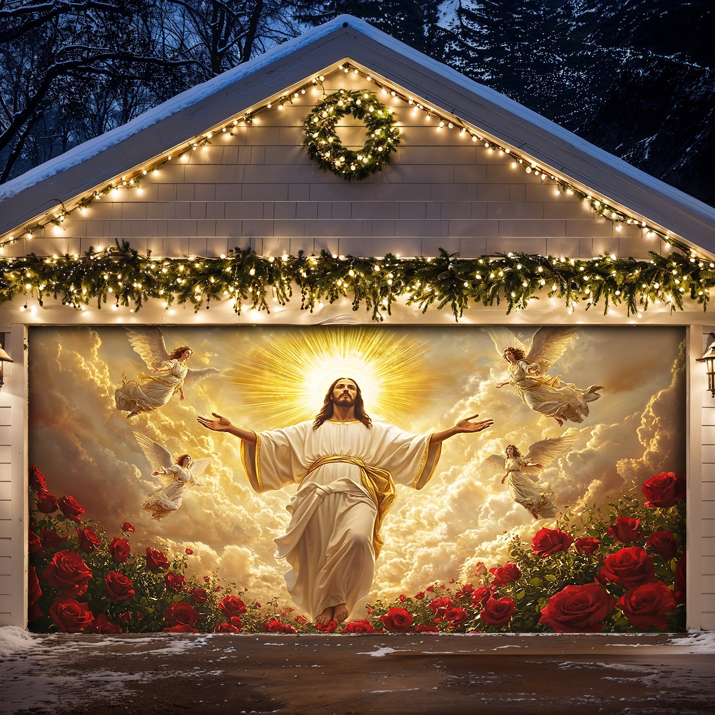 God Garage Door Banner Decoration - The Ascension of Jesus Christ