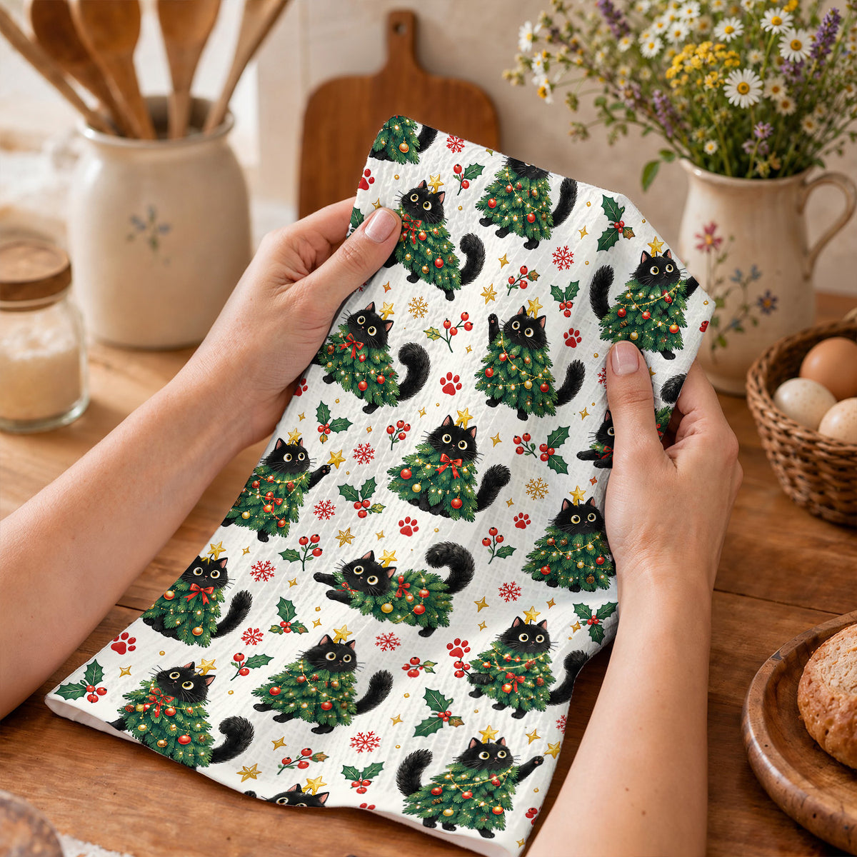 Christmas Kitchen Towel Meowy Little Christmas