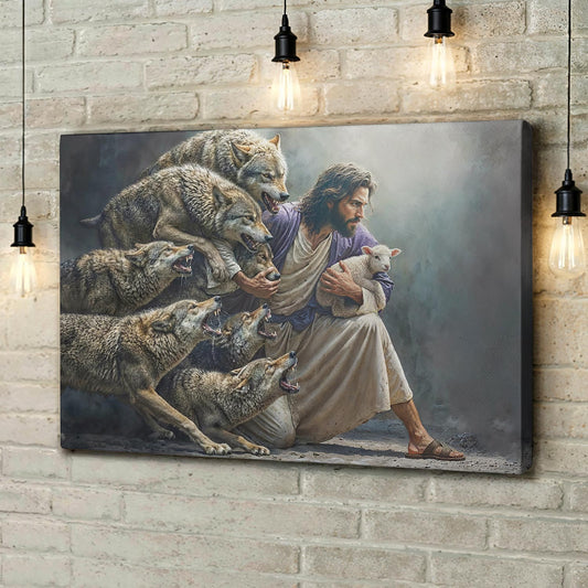 God Wooden-Framed Canvas Wall Art The Shepherd Defender