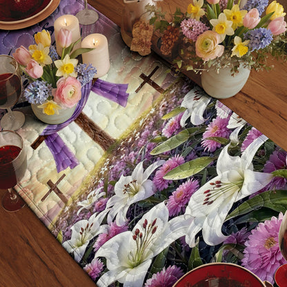 Christian Easter Quilted Table Runner Risen In Eternal Glory