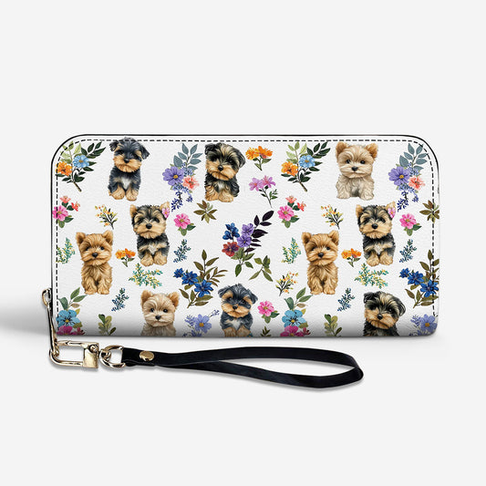 Yorkshire Terrier Leather Wallet Yorkie Garden Glow