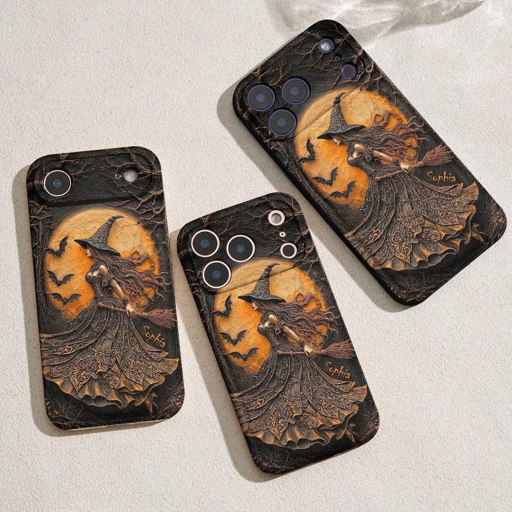 Witch Leather Phone Case Personalized Witch of the Amber Moon