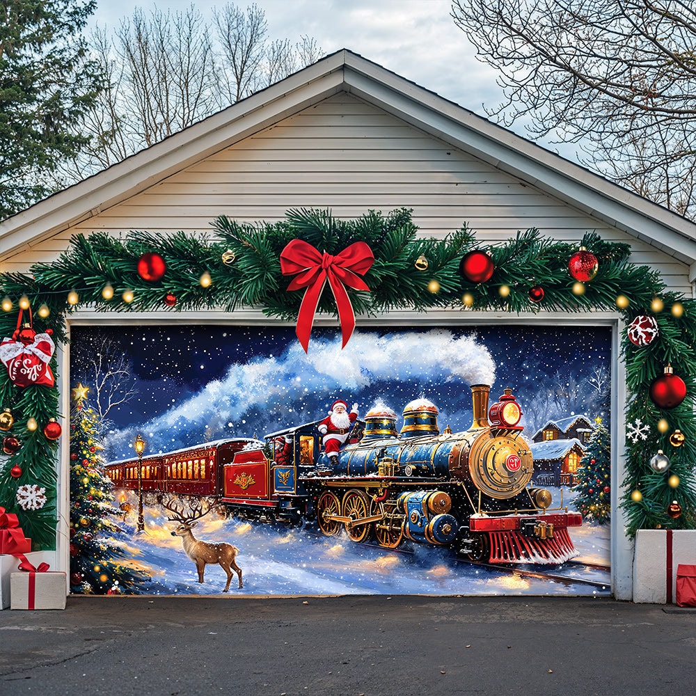 Christmas Garage Door Banner Decoration - Santa's Magical Christmas Express