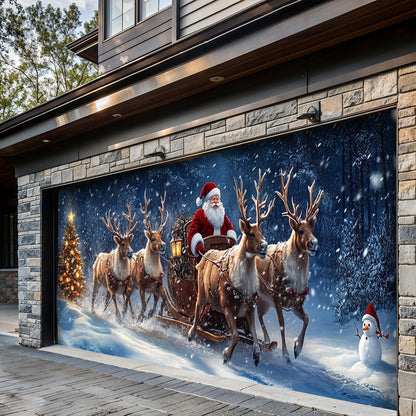 Christmas Garage Door Banner Decoration - Santa’s Magical Reindeer Sleigh Ride