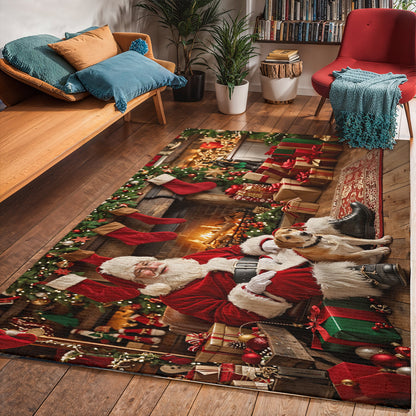 Christmas Area Rug Warm Wishes by the Fireplace