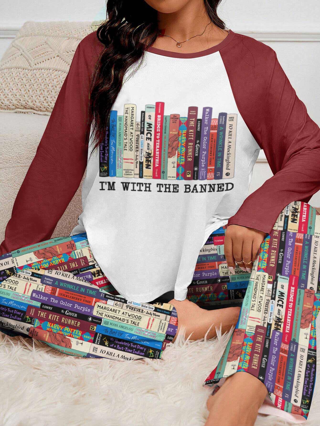 Book Lover Raglan Lounge Pajamas I'm With The Banned