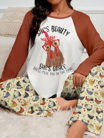 Chicken Raglan Lounge Pajamas She Is Beauty She Is Grace Chicken Breeds