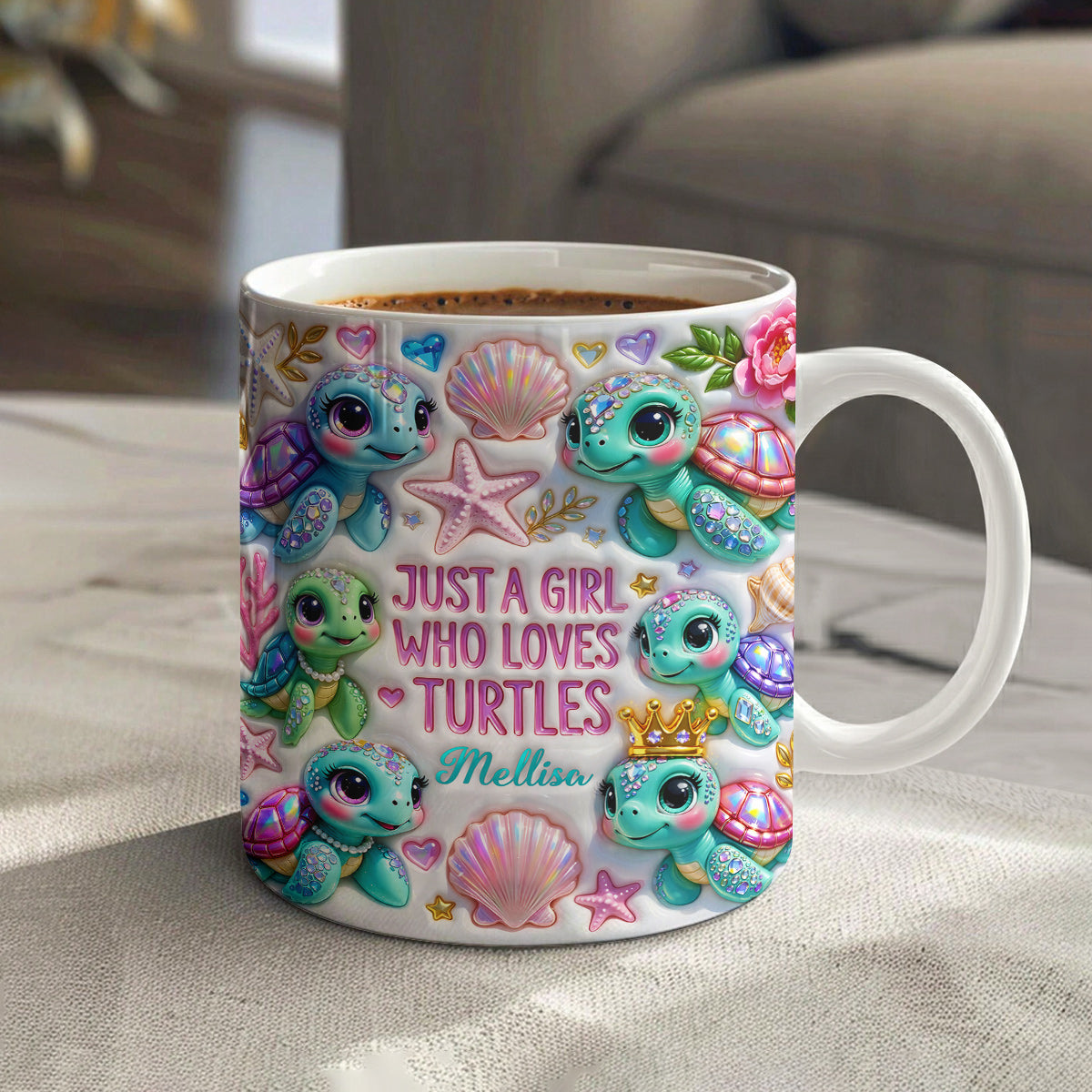 Sea Turtle Ceramic Mug Personalized Just A Girl Who Loves Turtles