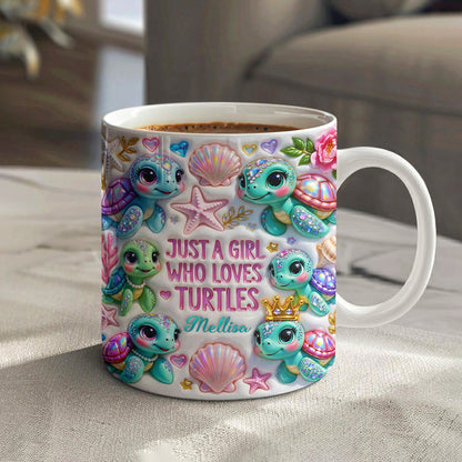 Sea Turtle Ceramic Mug Personalized Just A Girl Who Loves Turtles