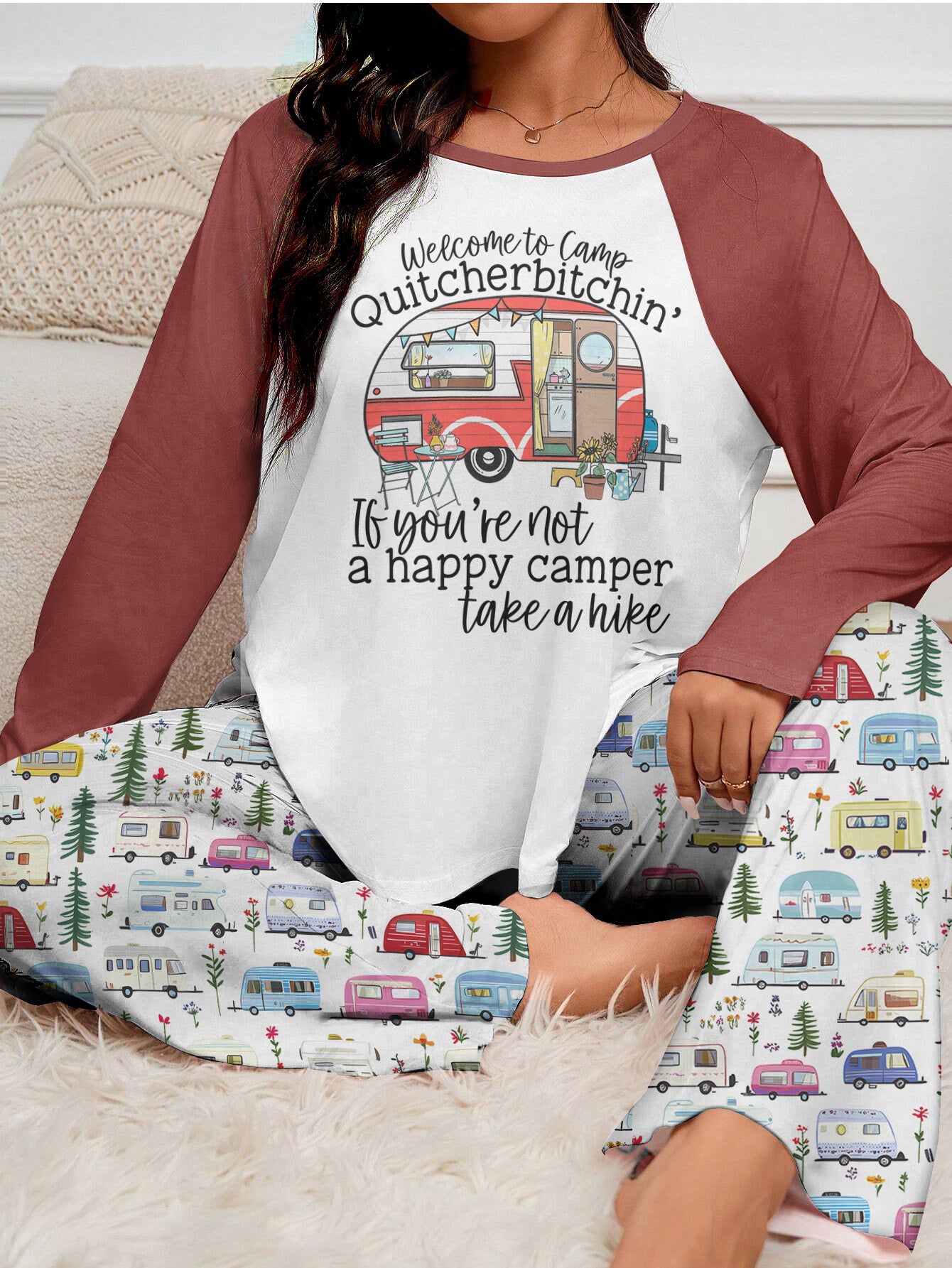 Camping Raglan Lounge Pajamas Welcome To Camp