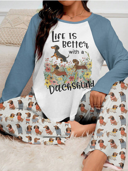 Dachshund Raglan Lounge Pajamas Life's Better With A Dachshund