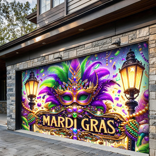 Mardi Gras Garage Door Banner Decoration - Mardi Gras Majesty