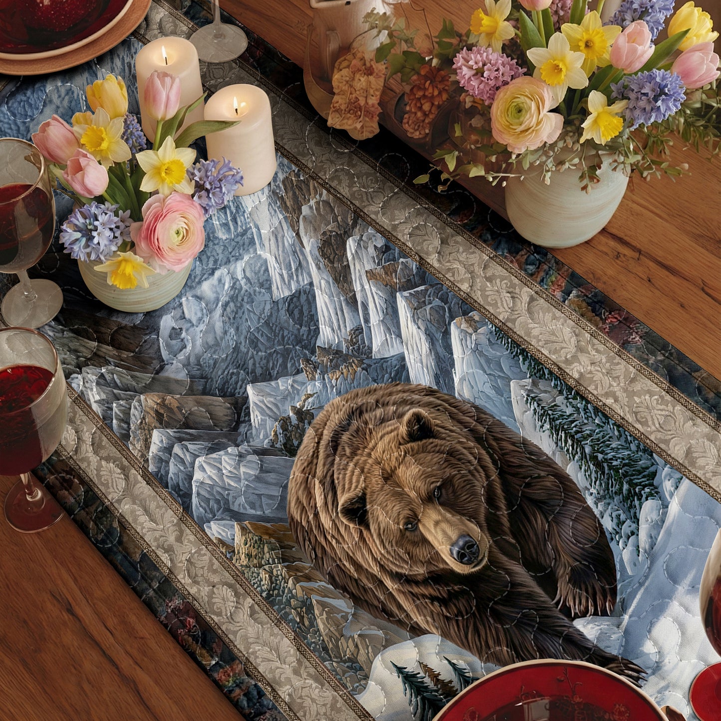Bear Quilted Table Runner The Brown Bear’s Realm