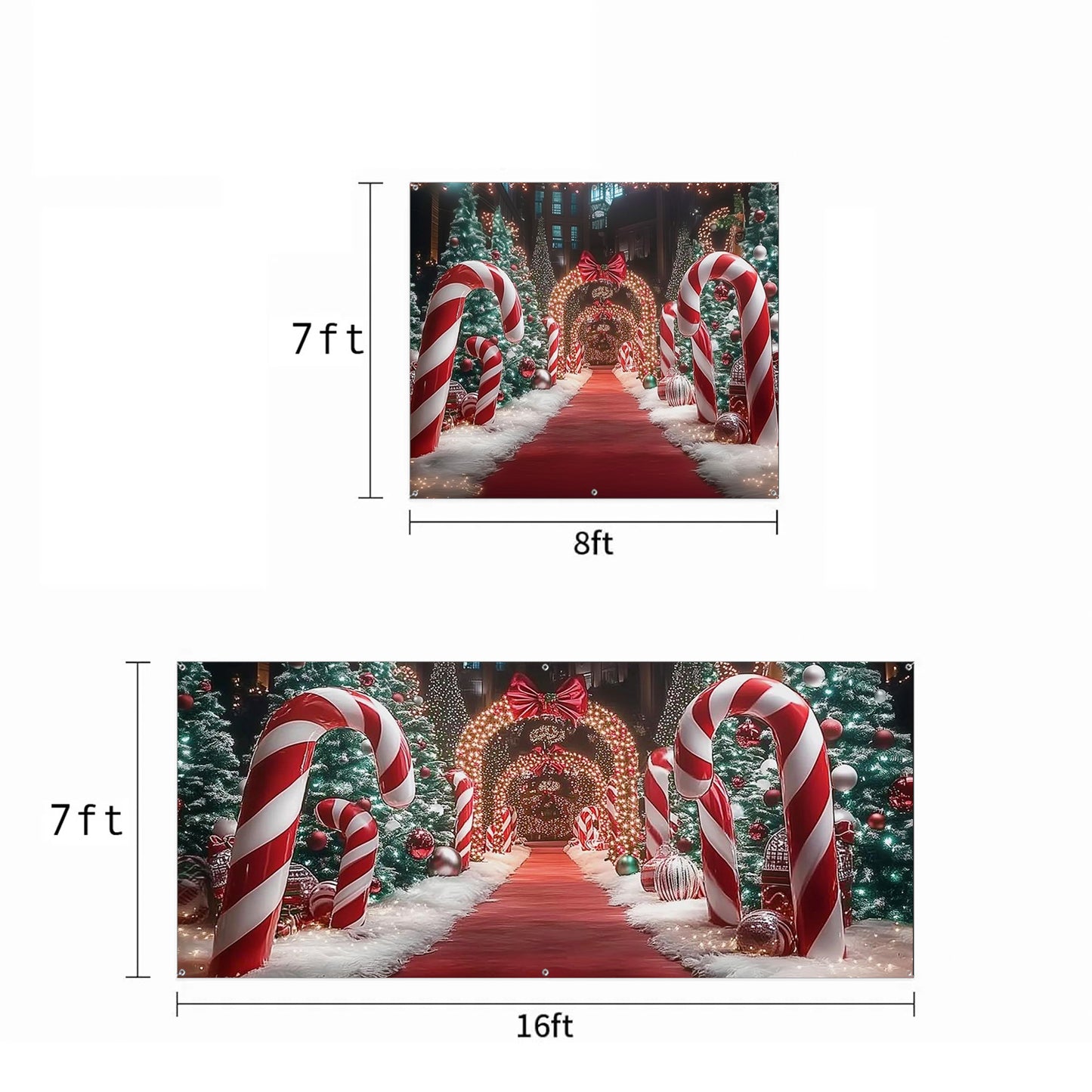 Christmas Garage Door Banner Decoration - Christmas Themed Backdrop With Giant Canes