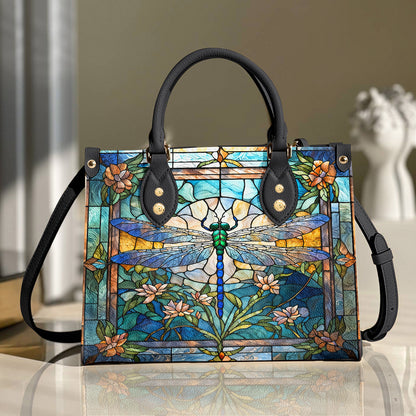 Drafonfly Leather Handbag Dragonfly Grace In Stained Glass