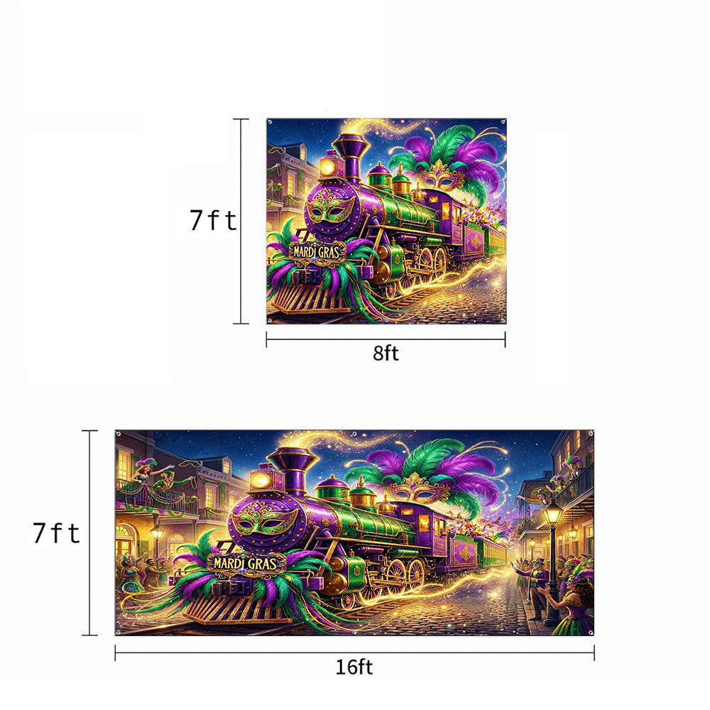 Mardi Gras Garage Door Banner Decoration - The Grand Mardi Gras Train