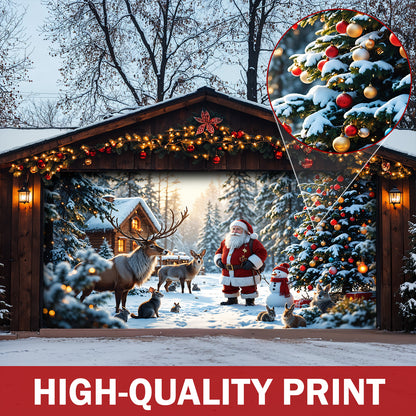 Christmas Garage Door Banner Decoration - Santa’s Woodland Wonder