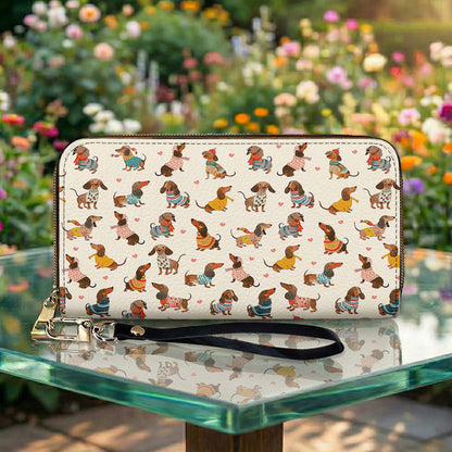 Dachshund Leather Wallet Playful Fashion Wieners