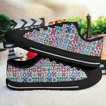Sewing Lover Women's Low Top Shoes Traditional Quilt Blocks