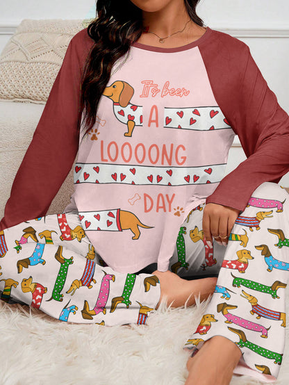 Dachshund Raglan Lounge Pajamas It's Been A Looong Day