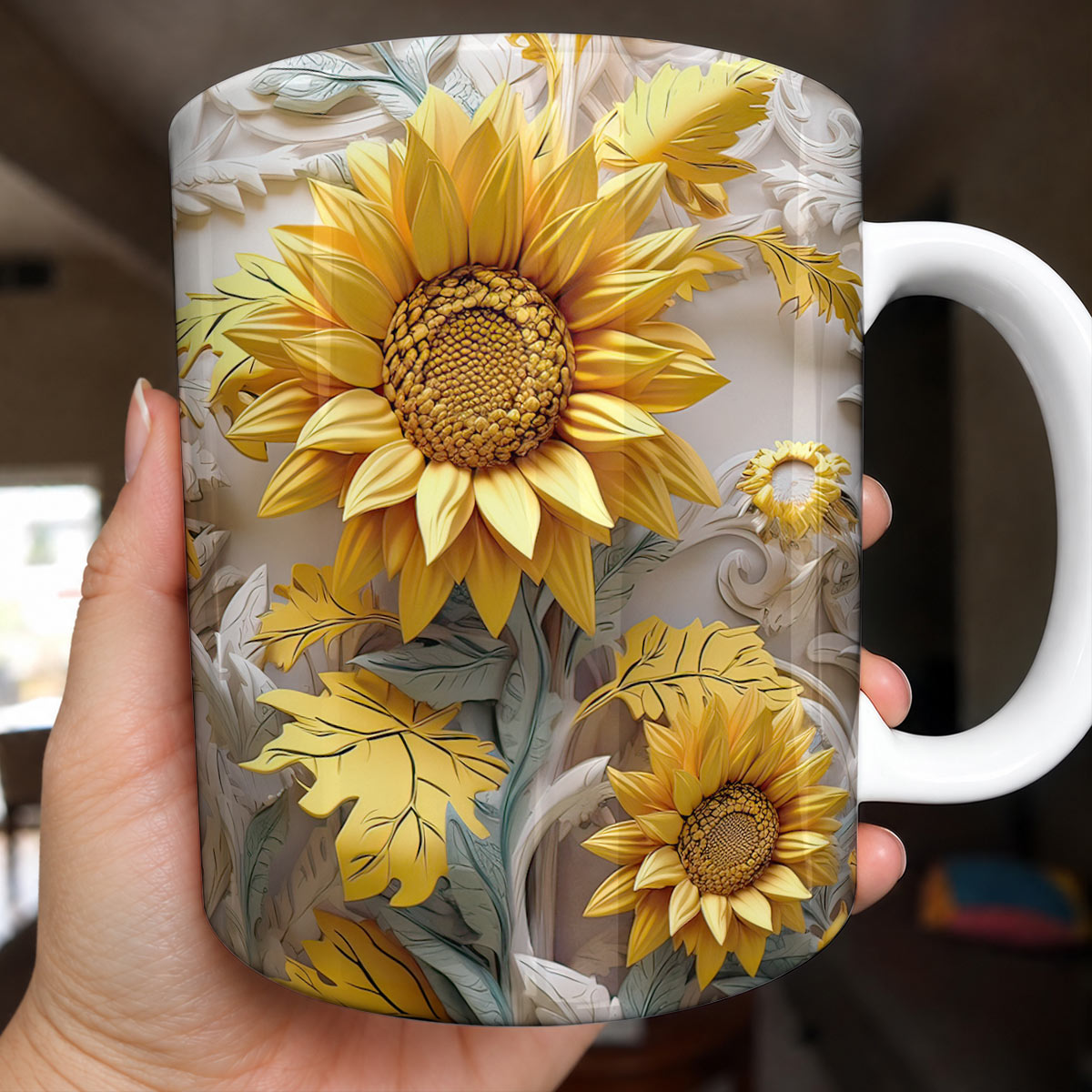 Sunflower Ceramic Mug Golden Sunflower Garden