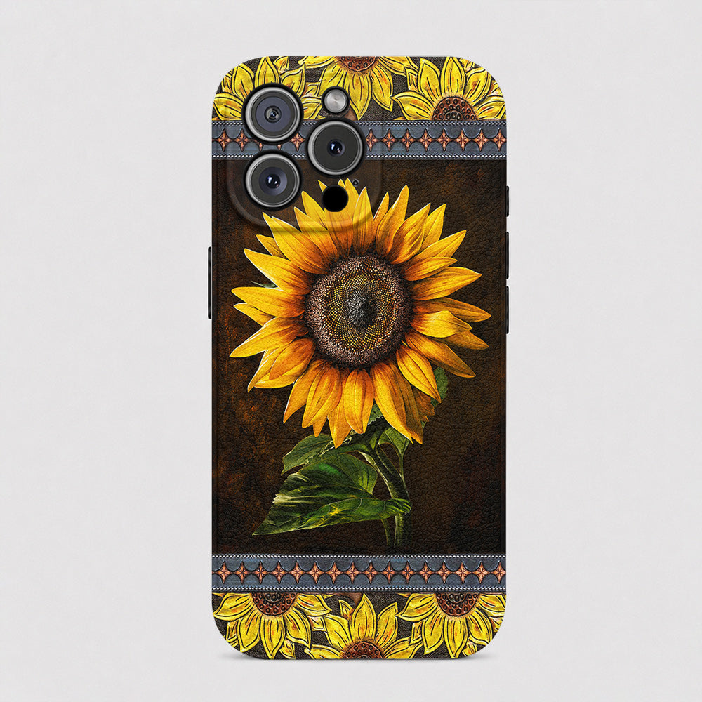 Sunflower Leather Phone Case Golden Sunflower Glow