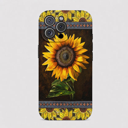 Sunflower Leather Phone Case Golden Sunflower Glow