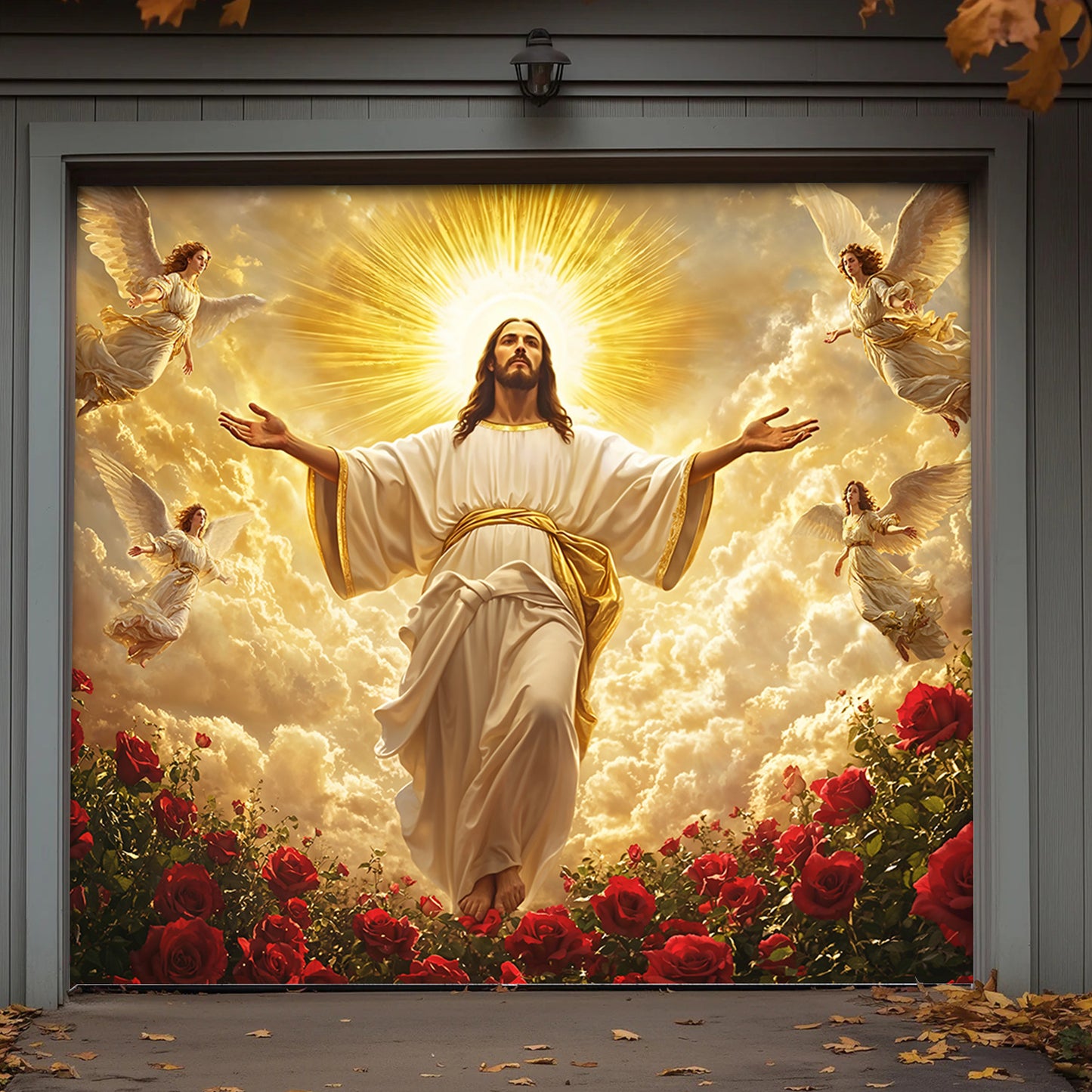 God Garage Door Banner Decoration - The Ascension of Jesus Christ