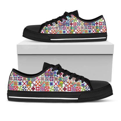 Sewing Lover Women's Low Top Shoes ColorBurst Quilt Blocks