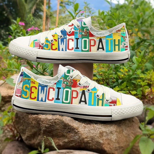 Sewing Lover Women's Low Top Shoes Sewciopath License Plate
