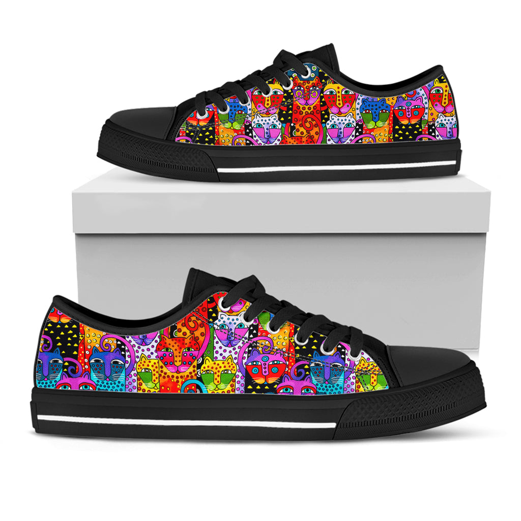 Cat Women's Low Top Shoes Abstract Cats