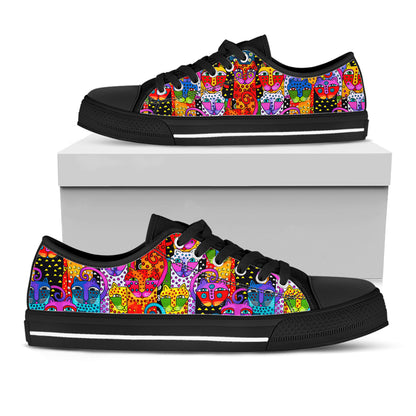 Cat Women's Low Top Shoes Abstract Cats