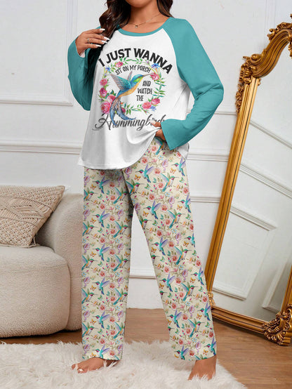 Hummingbird Raglan Lounge Pajamas Sit On My Porch Watch Hummingbirds