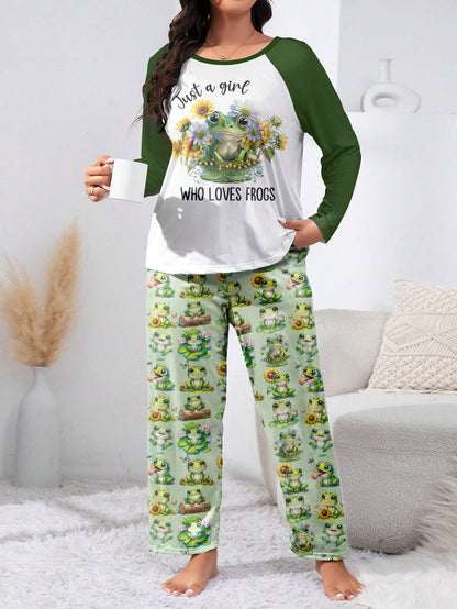 Frogs Lover Raglan Lounge Pajamas Just A Girl Who Loves Frogs
