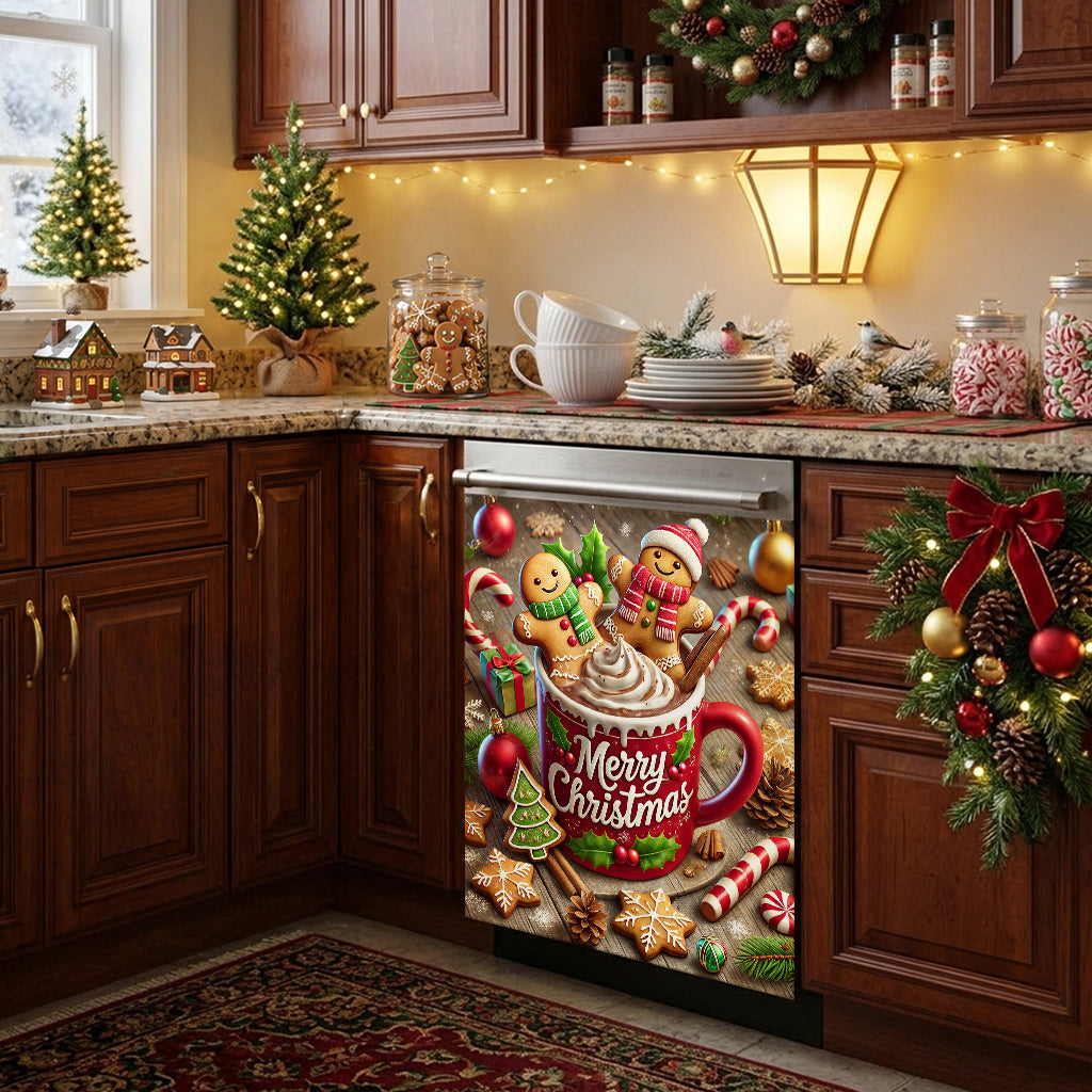 Christmas Magnetic Dishwasher Cover Gingerbread Christmas Cocoa Cheer