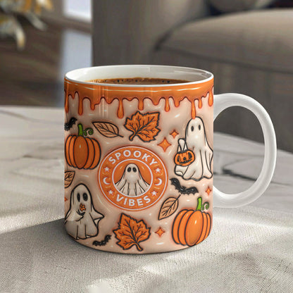Spooky Vibes Autumn Ghost Ceramic Mug