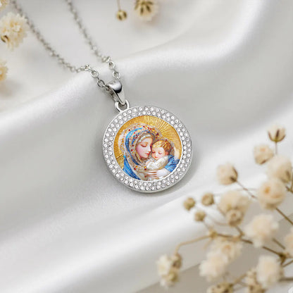 Virgin Mary Pendant Necklace Holy Embrace