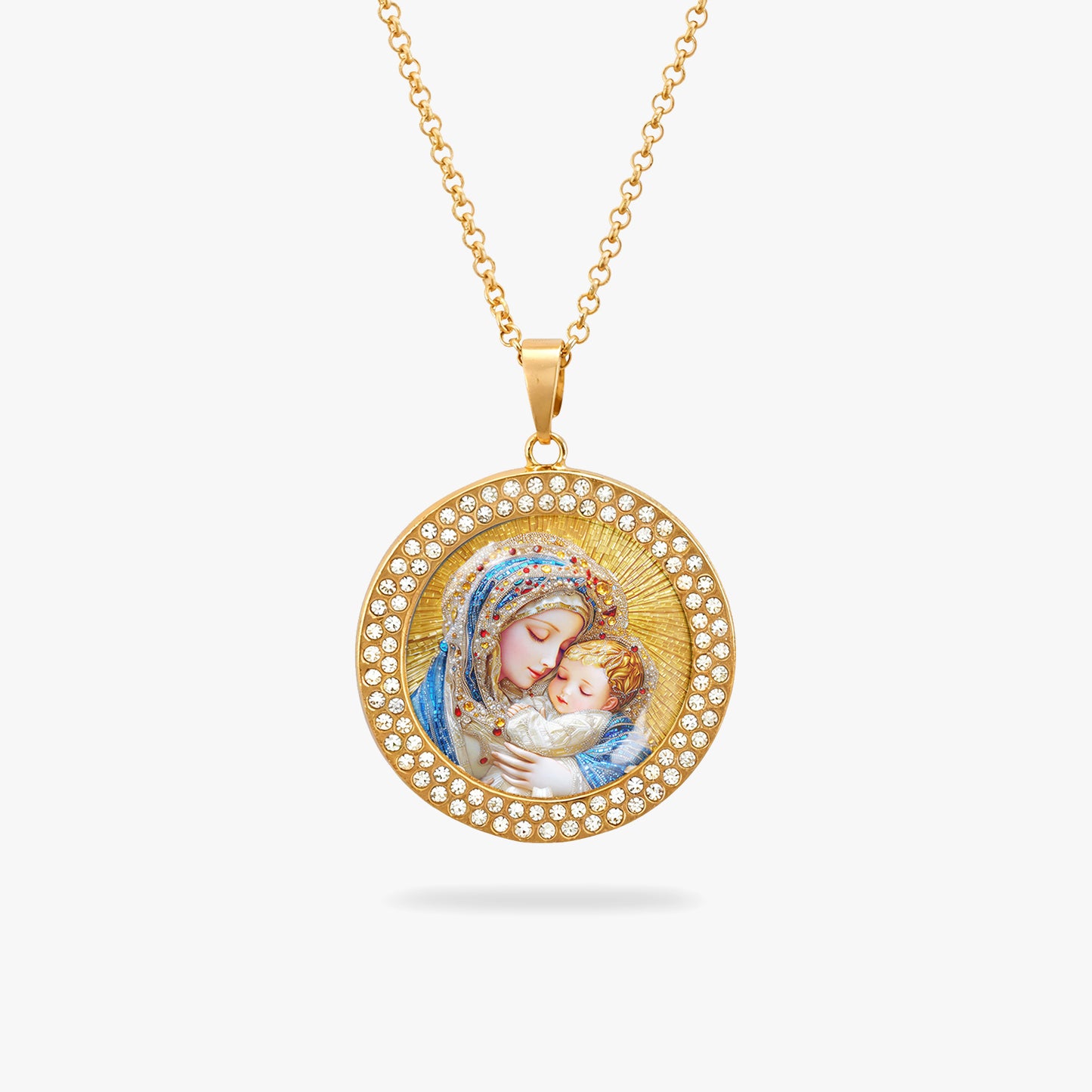 Virgin Mary Pendant Necklace Holy Embrace