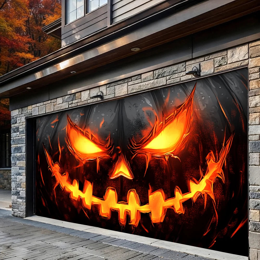 Halloween Garage Door Banner Decoration Halloween Horror Pumpkin Face