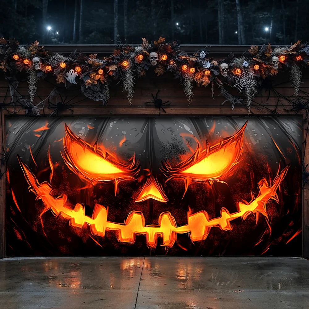 Halloween Garage Door Banner Decoration Halloween Horror Pumpkin Face