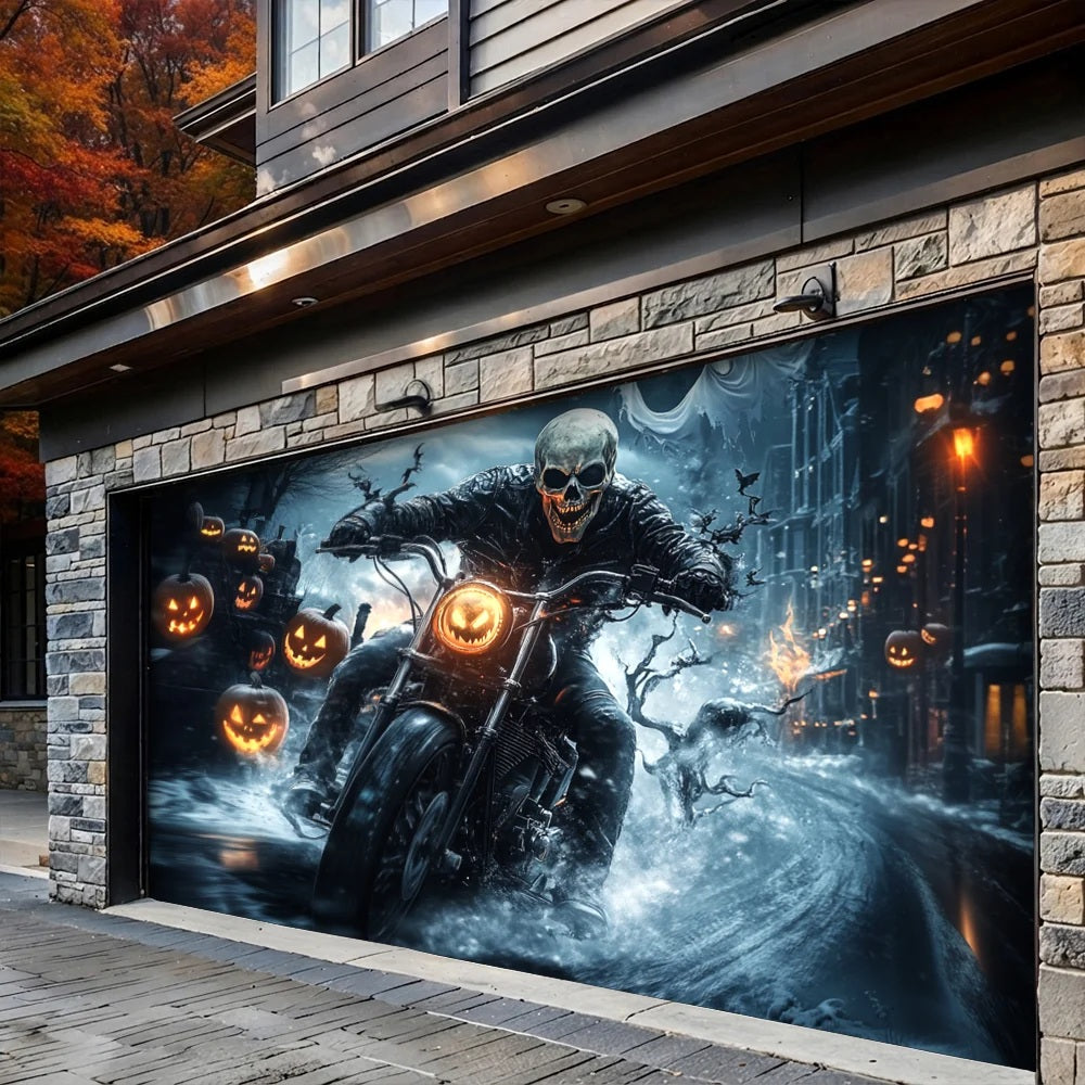 Halloween Garage Door Banner Decoration Nightmare Highway
