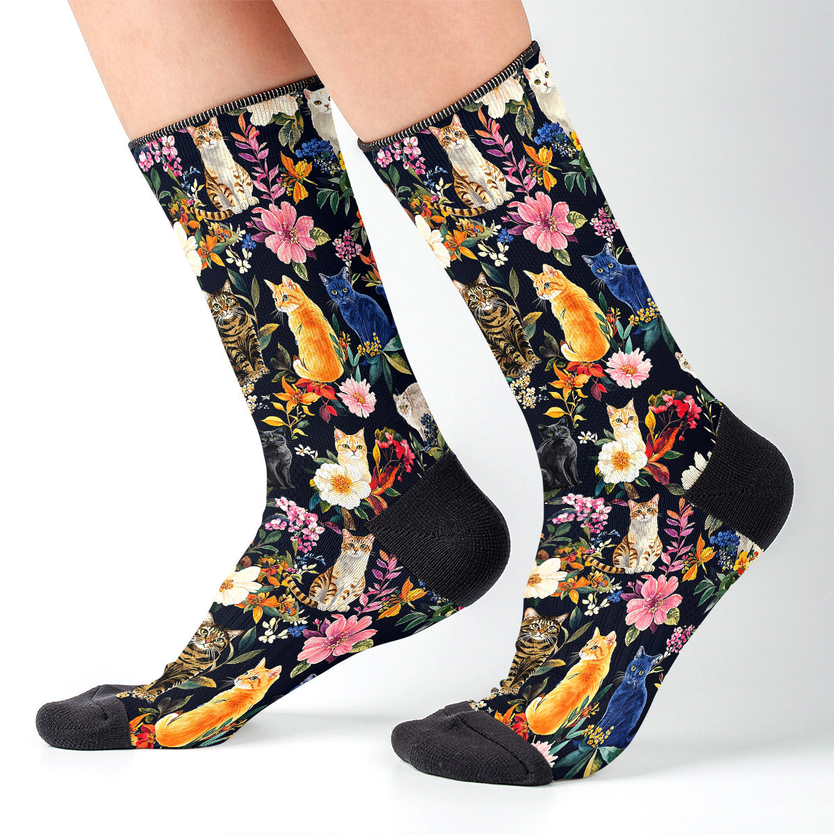 Cat Crew Socks Moonlit Garden Whiskers
