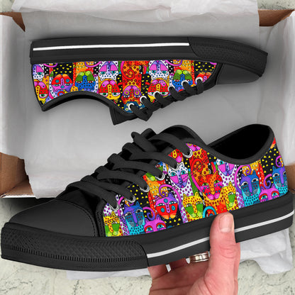 Cat Women's Low Top Shoes Abstract Cats