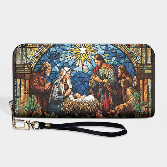 God Leather Wallet The Holy Night in Stained Glass