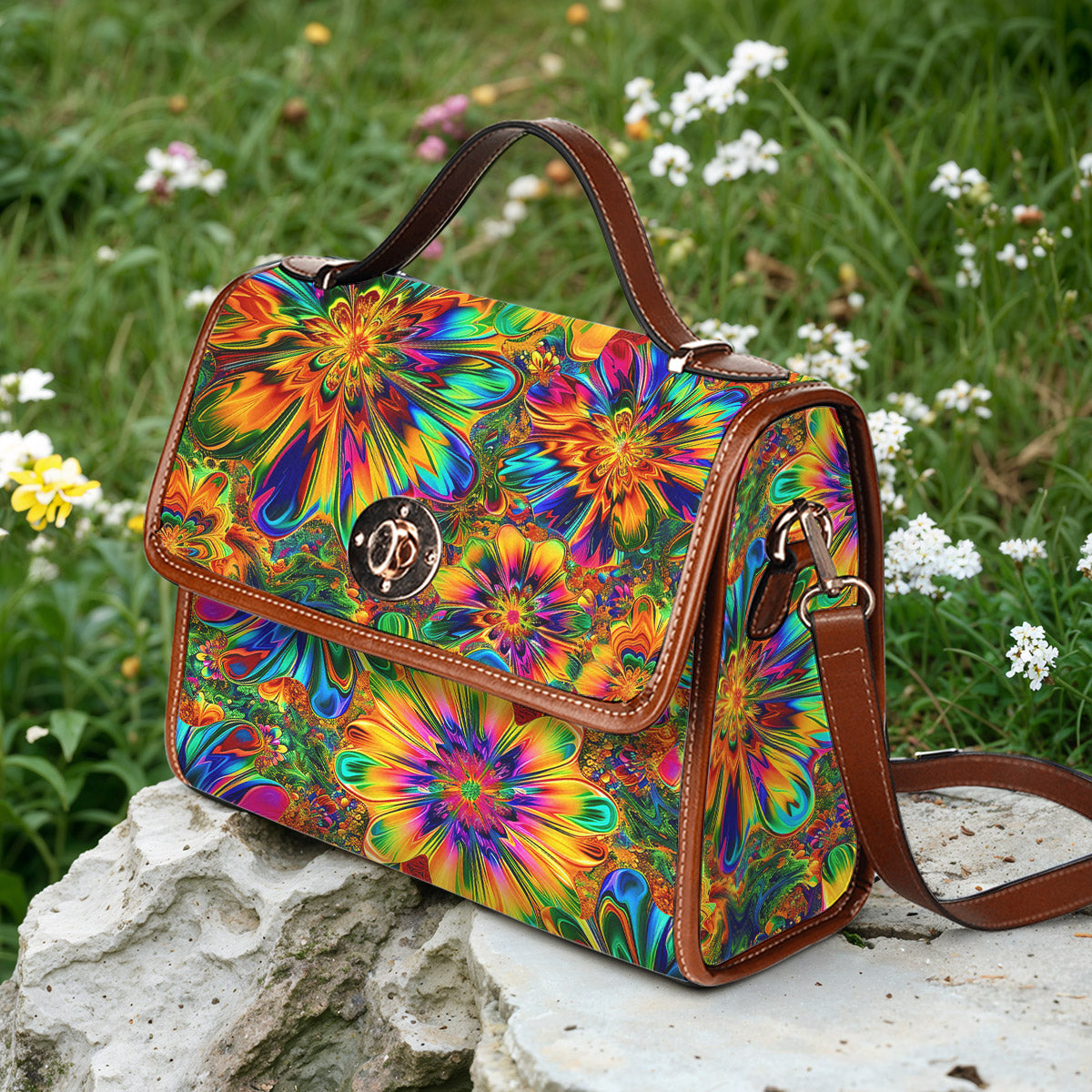 Hippie Satchel Handbag Rainbow Reverie