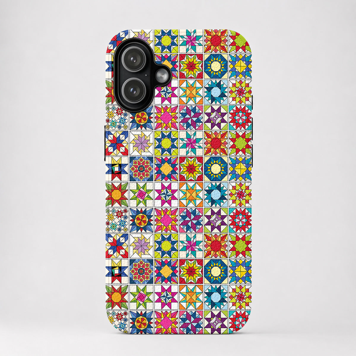 Sewing Lover Leather Phone Case Colorful Star Quilt Blocks
