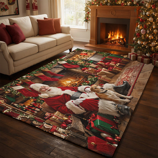 Christmas Area Rug Warm Wishes by the Fireplace