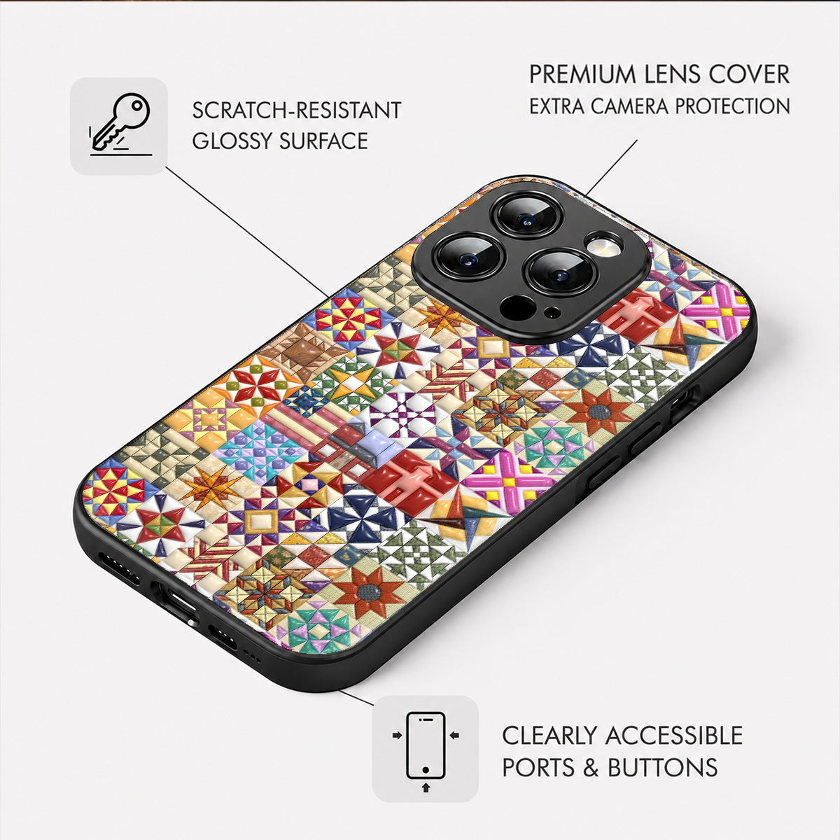 Sewing Lover Phone Case Quilt Blocks